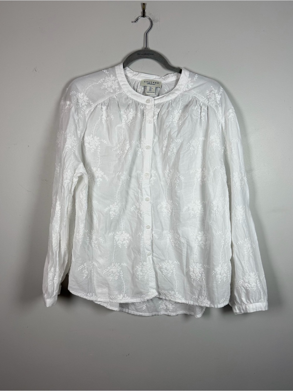 Calypso St. Barth White Embroidered Button-Front Blouse